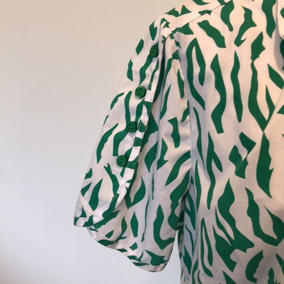 VTG American sweetheart too green and white print size L - Picture 3 of 10